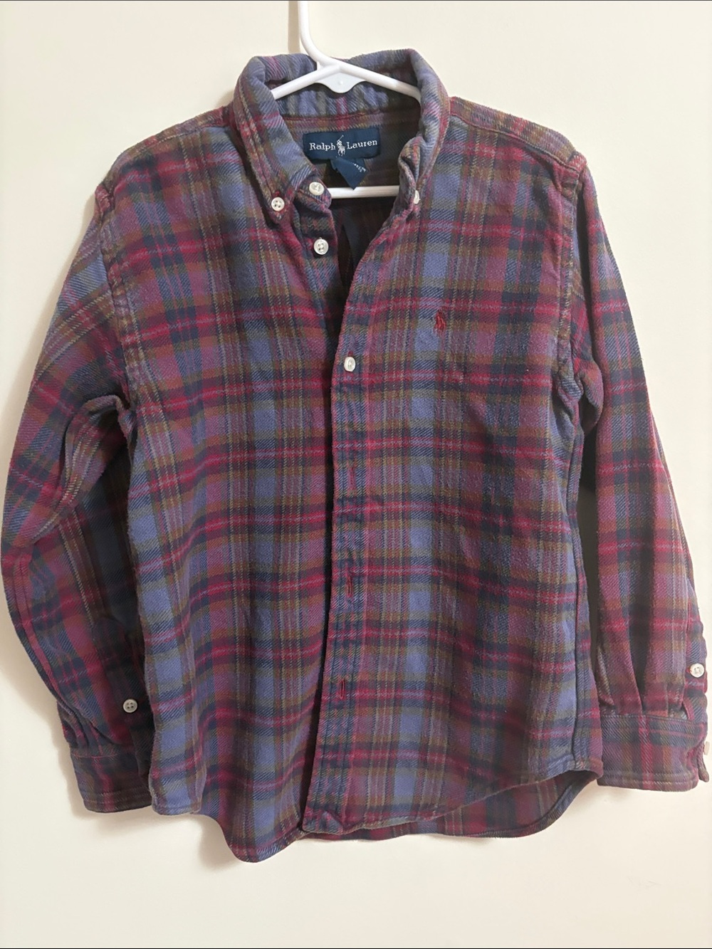 Ralph Lauren Plaid Button-Down Shirt in Blue & Burgundy